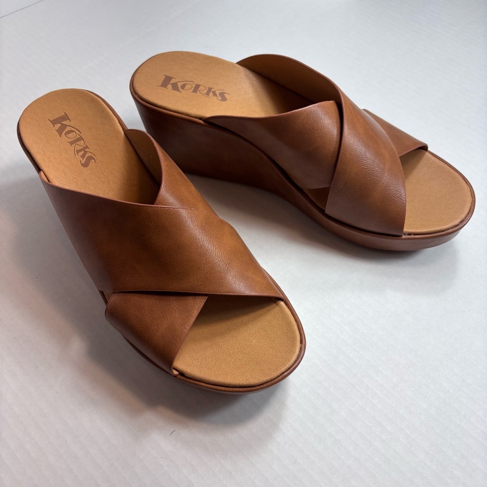 Korks Madera lI Wedge Sandal Brown Platform Open Toe Women’s Size 9 - Picture 3 of 8